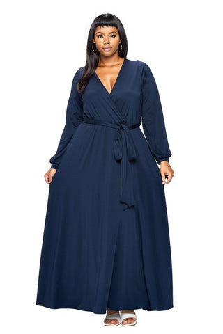 Navy Belted Maxi - Plus
