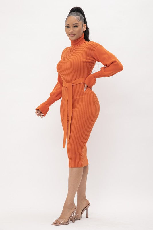 Orange Turtleneck Dress