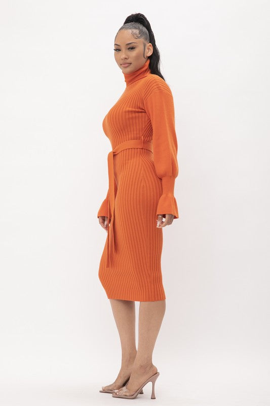 Orange Turtleneck Dress