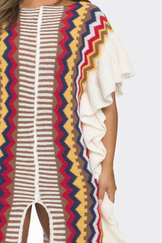 Brown and Cream Poncho