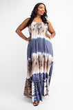 Taupe & Blue Baby Doll Maxi - Plus