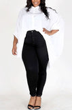 White High Low Poplin Top - Plus
