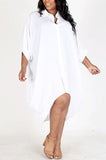 White High Low Poplin Top - Plus