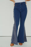 Plus Size Denim Rhinestone Flare Bottom Jeans
