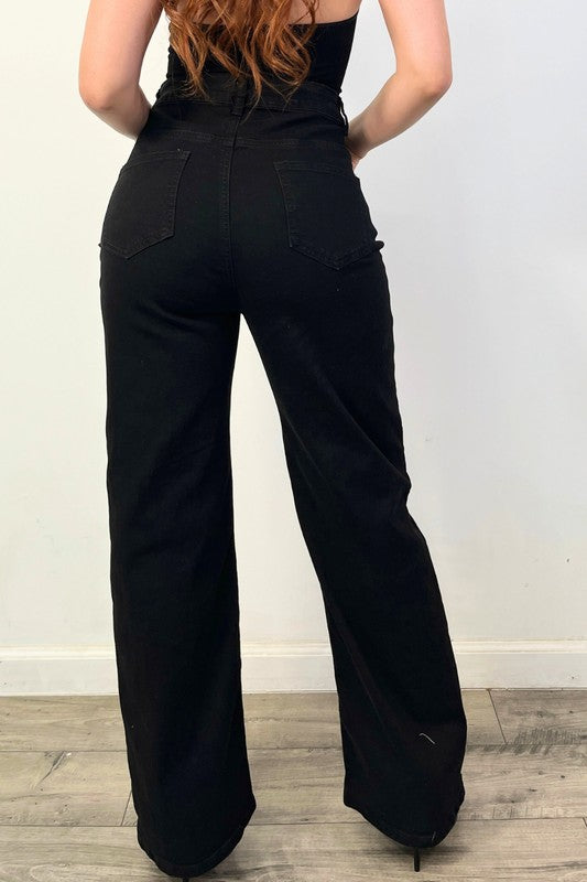 Black Multi-Colored Rhinestone Jeans