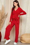 Red Peplum Pants Set