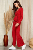 Red Peplum Pants Set