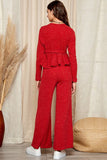 Red Peplum Pants Set