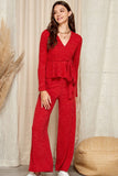 Red Peplum Pants Set