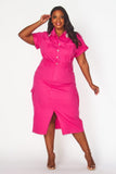 Pink Denim Rhinestone Dress - Plus