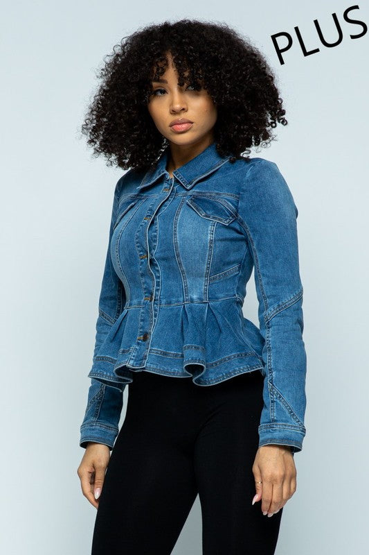 Denim Peplum Plus Size