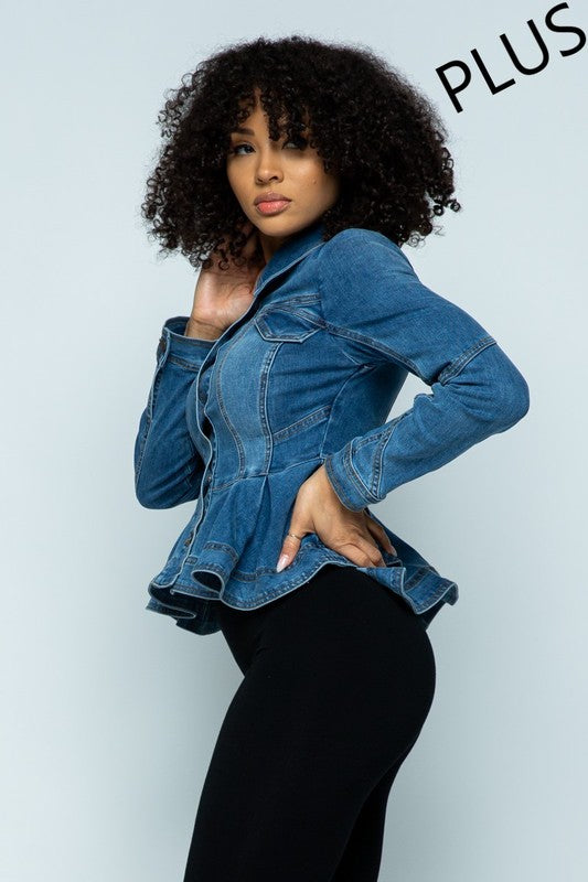 Denim Peplum Plus Size