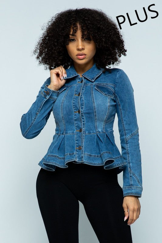 Denim Peplum Plus Size
