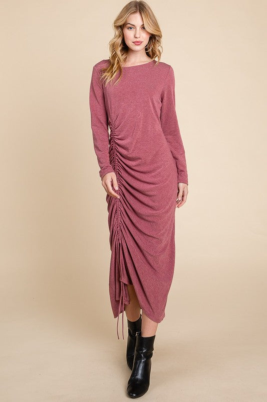 Rose Burgundy Ruched - Plus Dress