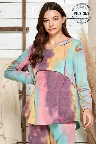 Tie Dye Hoodie Jogger Set- Plus