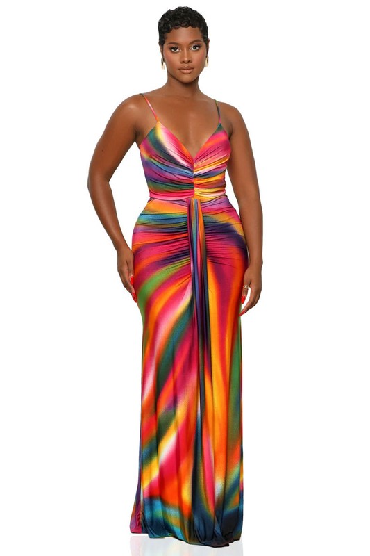 Multi-Colored Dress- Spaghetti Dress