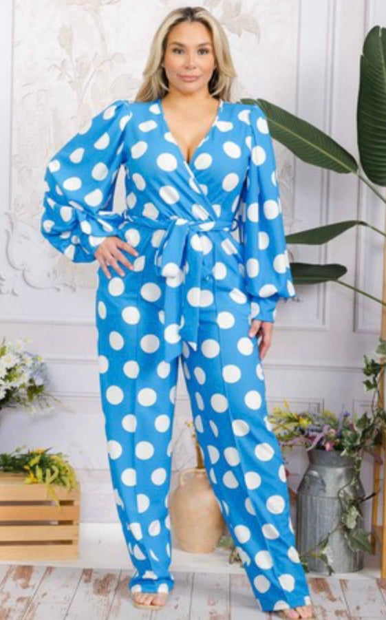 Sky Blue Polka Dot Plus Jumper