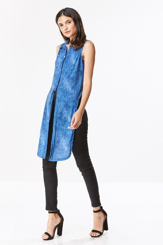 Denim Tie Dye Top & Jean Palazzo Pants Set