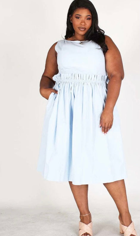 Baby Blue & Yellow  Plus Sundress