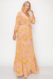 Mustard and Pink Dress -Plus