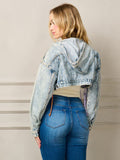 Denim Crop Jacket With Multi-Colored Drawstrings