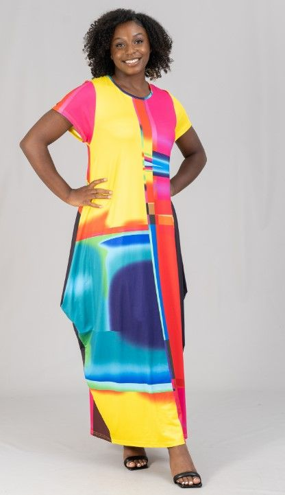 One Size Artsy Color Block Dress