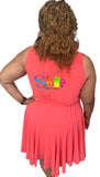 Coral Fit and Flare Swing Dress - Plus
