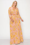 Mustard and Pink Dress -Plus