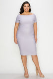 Lavender Off Shoulder Bandage Dress - Plus