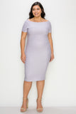 Lavender Off Shoulder Bandage Dress - Plus