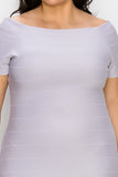 Lavender Off Shoulder Bandage Dress - Plus