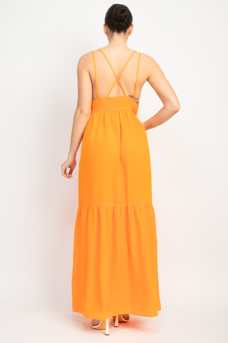 Orange Tiered Maxi Dress