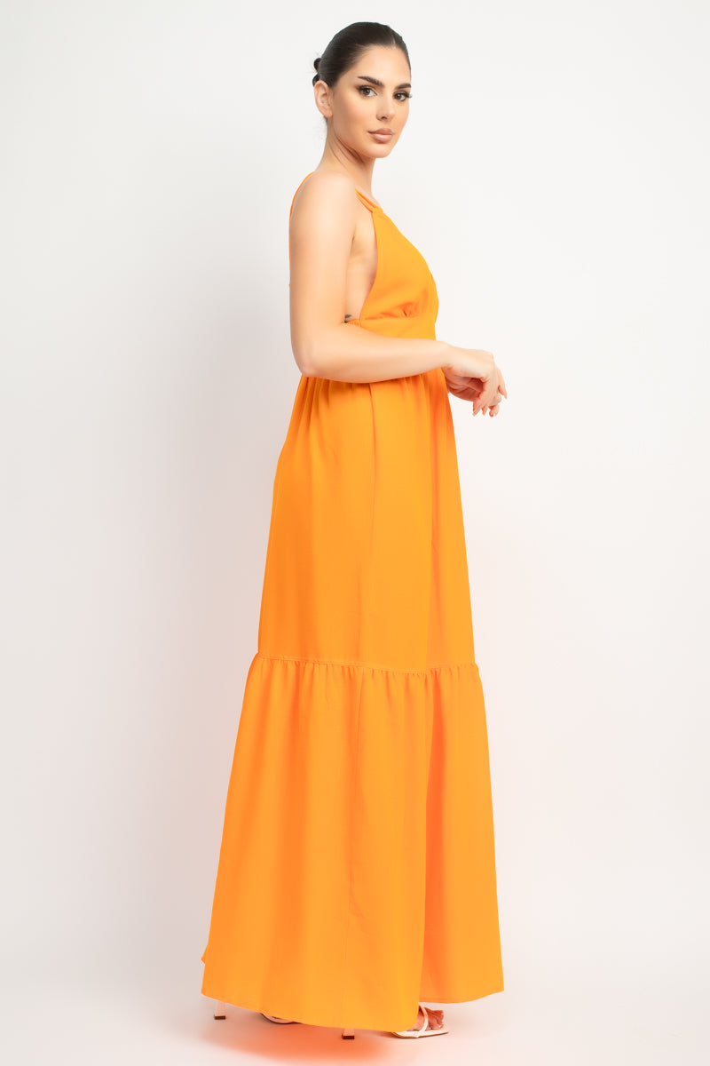 Orange Tiered Maxi Dress