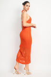 Orange Crochet Maxi Dress With Lining