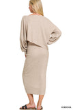 Mocha Midi Skirt Asymmetrical Sweater Set