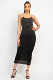 Black Rhinestone Midi Dress