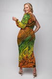 Orange & Green Dress - Plus