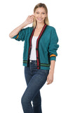 Teal, Black, Red Button Cardigan & Faux Leather Leggings Set - Regular & Plus