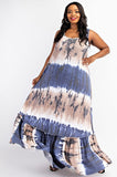 Taupe & Blue Baby Doll Maxi - Plus