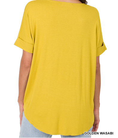 Golden High Low Draped Front Top -Plus & Regular