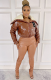 High Waisted Tan Leather Leggings