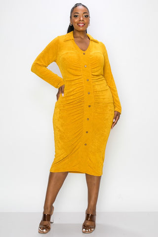 Mustard Midi Dress - Plus