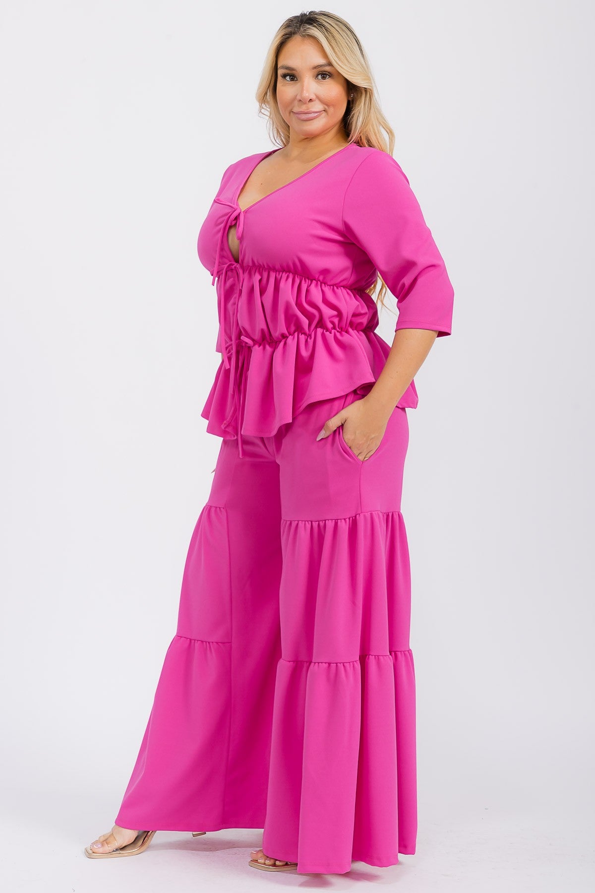 Layered Bell Bottom Sets - Plus & Regular Sizes - Pink or Blue