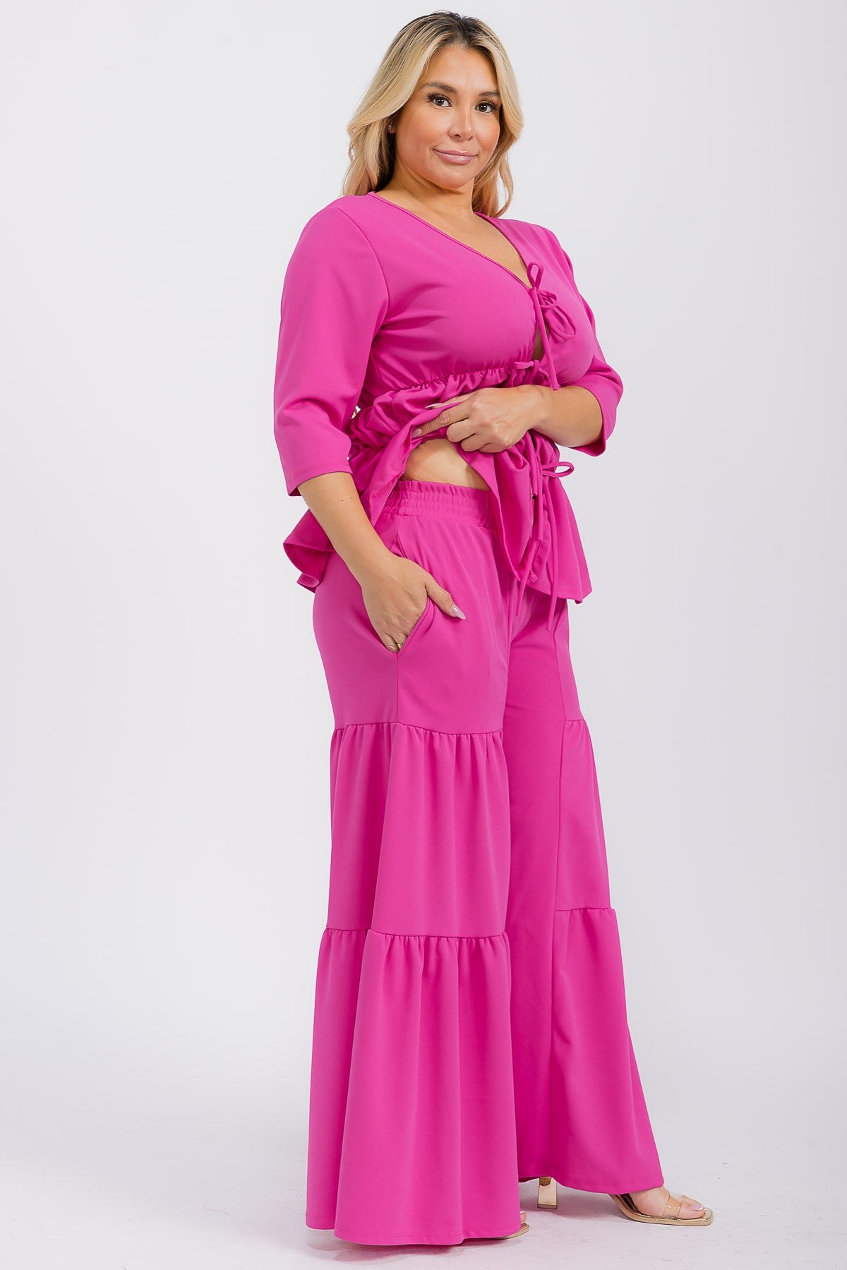 Layered Bell Bottom Sets - Plus & Regular Sizes - Pink or Blue