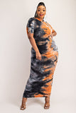 Gray & Orange Tie Dye Hoodie Dress - Plus