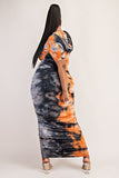 Gray & Orange Tie Dye Hoodie Dress - Plus