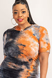 Gray & Orange Tie Dye Hoodie Dress - Plus