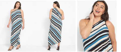 One Shoulder Stripe Maxi Dress - Regular & Plus