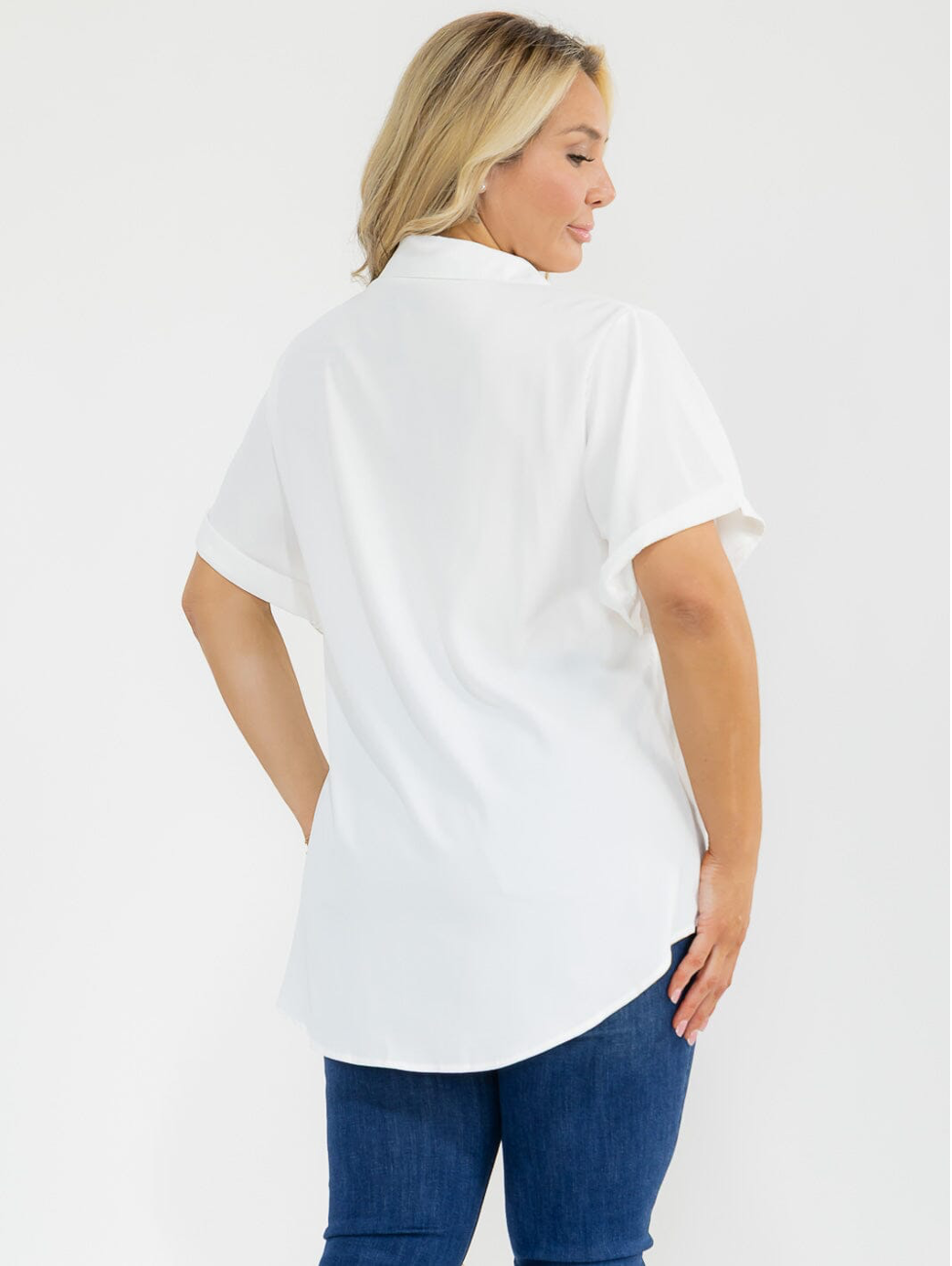 White Multi-Colored Rhinestone Shirt - Plus