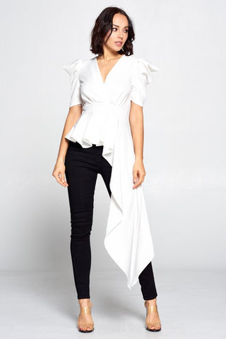 White Peplum Top